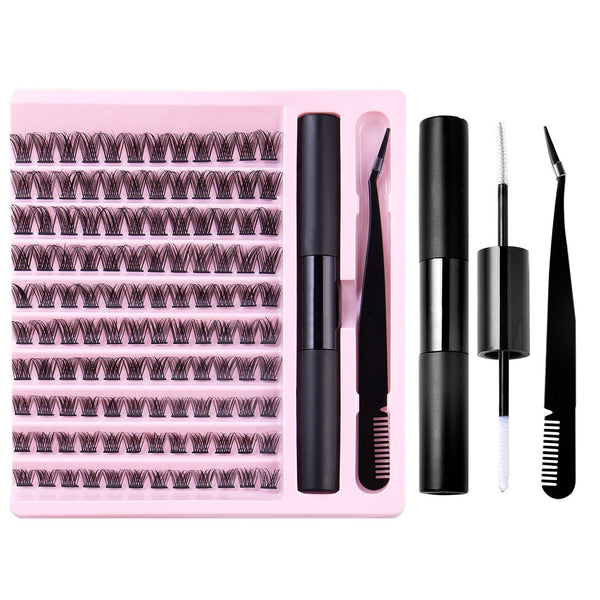 DIY Eyelash Extension Kit with Lash Clusters Glue Tweezers