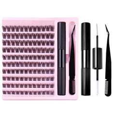 DIY Eyelash Extension Kit with Lash Clusters Glue Tweezers