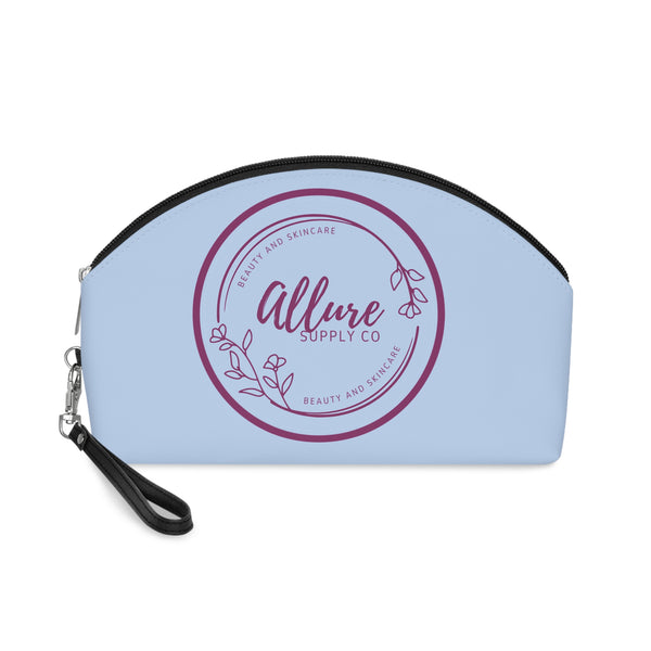 Allure Supply Co. Cosmetic Pouch — Light Blue Makeup Bag with Floral Logo