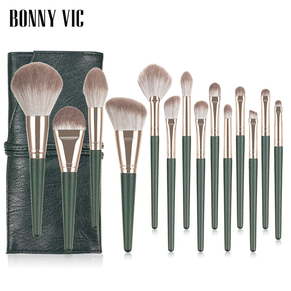 Portable 14 Piece Makeup Brush Set for Flawless Application