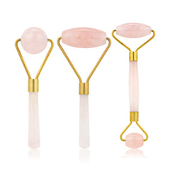 Natural Rose Quartz Facial Roller for Skincare Massage Beauty