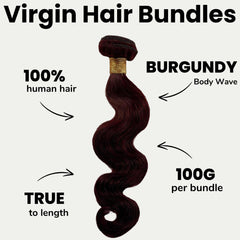 Burgundy Body Wave 100% Human Hair Bundles