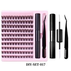 DIY Eyelash Extension Kit with Lash Clusters Glue Tweezers