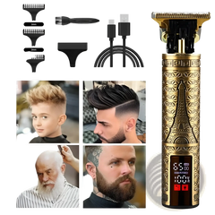 Cordless Hair Clippers Professional Gold Barber Trimmer