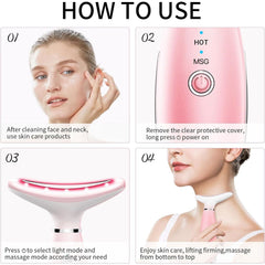3-in-1 Facial Neck Massager with Thermal Vibration Beauty Tool