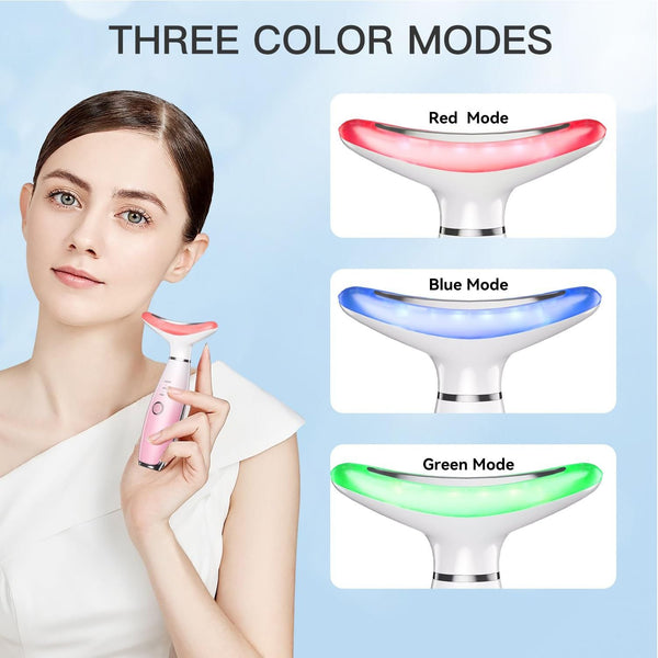 3-in-1 Facial Neck Massager with Thermal Vibration Beauty Tool