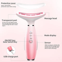 3-in-1 Facial Neck Massager with Thermal Vibration Beauty Tool