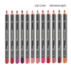 Lip Liner Set 12 Colors Waterproof Matte Pencils