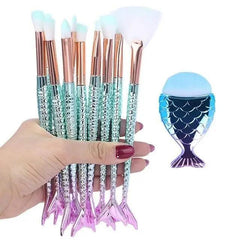 Makeup Brushes Kit Natural Tool Pencil Cosmetics Foundation Artist Mermaid Highlighter Face Set Of Bronzer Eyeshadow Lip